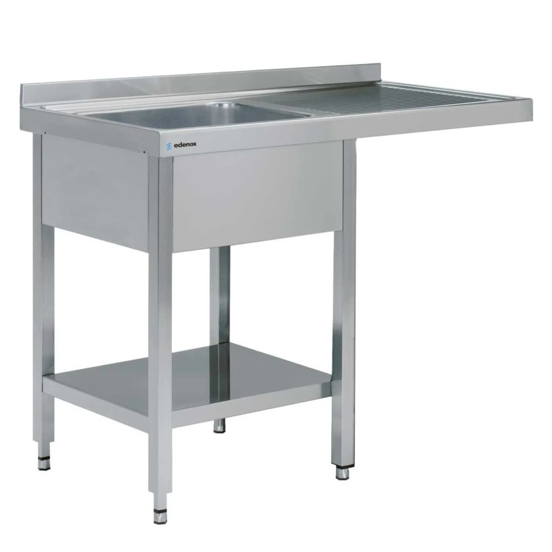 Fregadero industrial acero inoxidable 1200×550 mm FSBE-1255-LD con espacio para lavavasos + escurridor derecha
