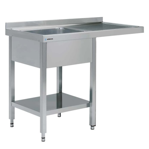 Fregadero industrial acero inoxidable 1200×550 mm FSBE-1255-LD con espacio para lavavasos + escurridor derecha